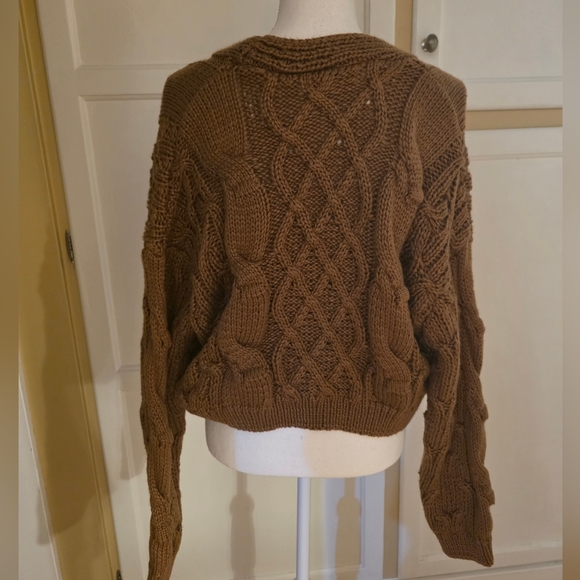 HYFVE Women's Cozy Brown Cable Knit Cropped Sweater - Picture 11 of 16